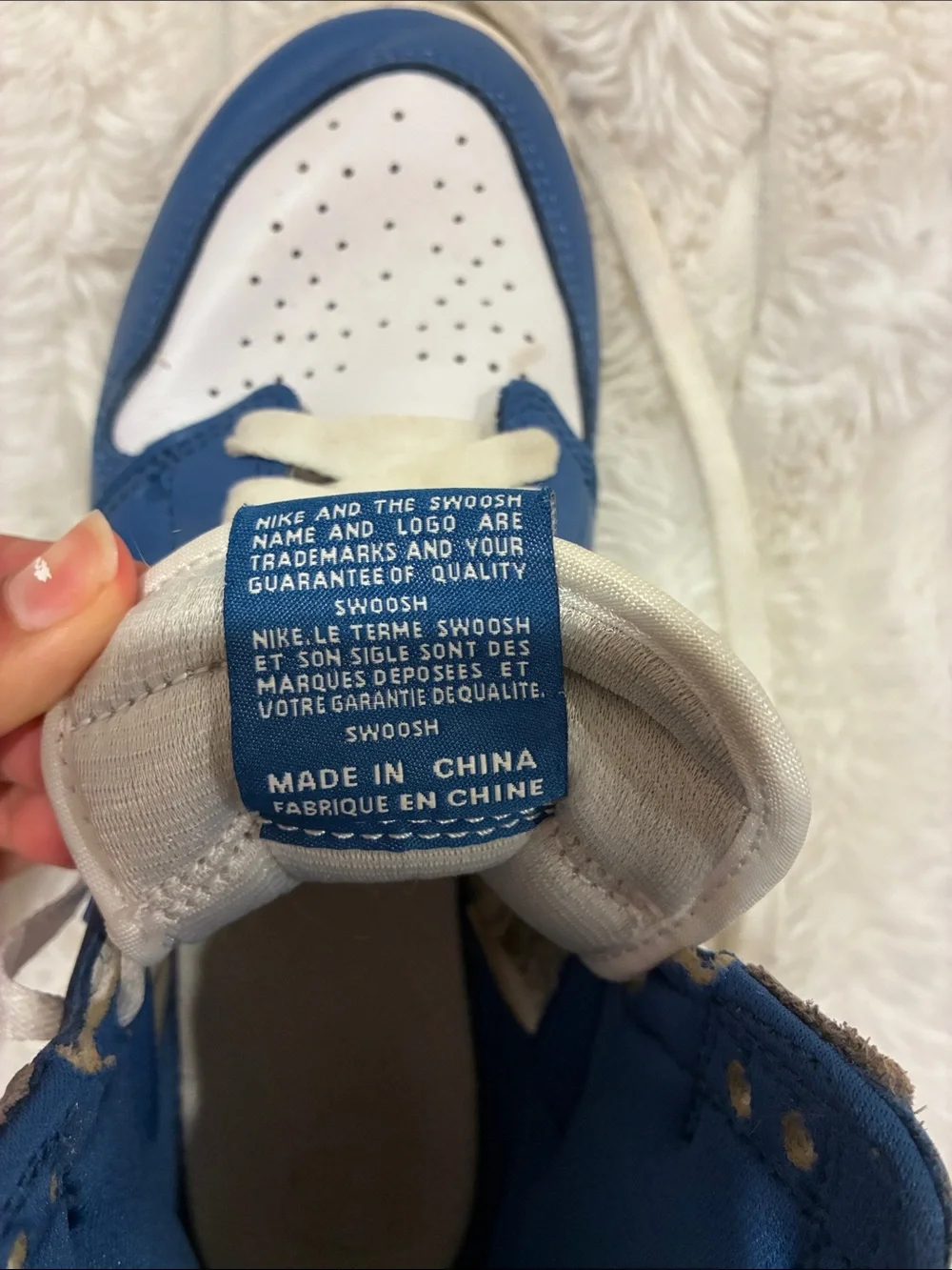 Vintage Blue & White High Top Sneakers - Nike Air Jordan Style